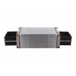Pilot 2-Drawer Cocktail Table with Silver Aluminum Cladding and Leather Straps