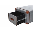 Pilot 2-Drawer Cocktail Table with Silver Aluminum Cladding and Leather Straps