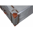 Pilot 2-Drawer Cocktail Table with Silver Aluminum Cladding and Leather Straps