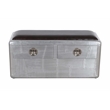 Pilot 2-Drawer Bench with Soft Leather Seat and Silver Aluminum Cladding