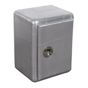 Pilot 1-Door Side Table/Cabinet with Silver Aluminum Cladding