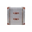 Pilot 2-Drawer Nightstand with Silver Aluminum Cladding and Leather Accents