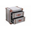 Pilot 2-Drawer Nightstand with Silver Aluminum Cladding and Leather Accents