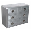 Pilot 3-Drawer Chest with Silver Aluminum Cladding and Exposed Steel Screws