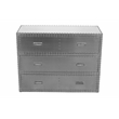 Pilot 3-Drawer Chest with Silver Aluminum Cladding and Exposed Steel Studs