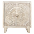 Albert Solid Wood Cabinet with 2 Hand Carved Doors and Distressed White Finish