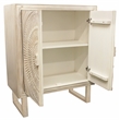 Albert Solid Wood Cabinet with 2 Hand Carved Doors and Distressed White Finish