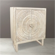 Albert Solid Wood Cabinet with 2 Hand Carved Doors and Distressed White Finish