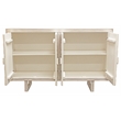 Albert Solid Wood Cabinet with 4 Hand Carved Doors and Distressed White Finish