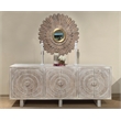 Albert Solid Wood Cabinet with 6 Hand Carved Doors and Distressed White Finish