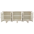 Albert Solid Wood Cabinet with 6 Hand Carved Doors and Distressed White Finish