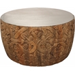 Cruz Solid Wood Cocktail Table with Zinc Top in Natural
