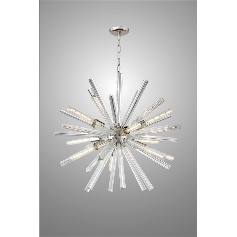 Krystal Crystal Clear Glass Fixture on Cast Iron Frame w/Polished Nickel Finish