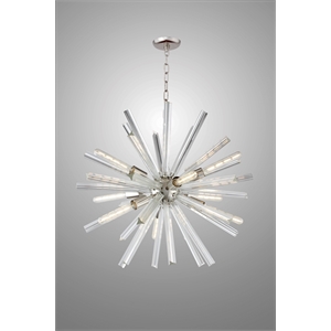 Krystal Crystal Clear Glass Fixture on Cast Iron Frame w/Polished Nickel Finish