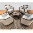 Stella Lounge Chair Upholstered in Natural Fabric with Solid Wood Trim