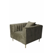 Ruth Lounge Chair with Gold Tone Metal Legs and 1 Toss Pillow in Beige Velvet