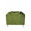 Ruth Lounge Chair with Gold Tone Metal Legs and 1 Toss Pillow in Green Velvet