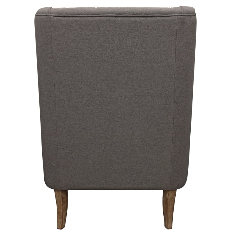 Boulter Lounge Chair with Solid Wood Legs in Gray Linen Fabric