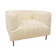 Ruth Lounge Chair in Ivory Velvet with Gold Tone Metal Legs and 1 Toss Pillow