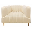 Ruth Lounge Chair in Ivory Velvet with Gold Tone Metal Legs and 1 Toss Pillow