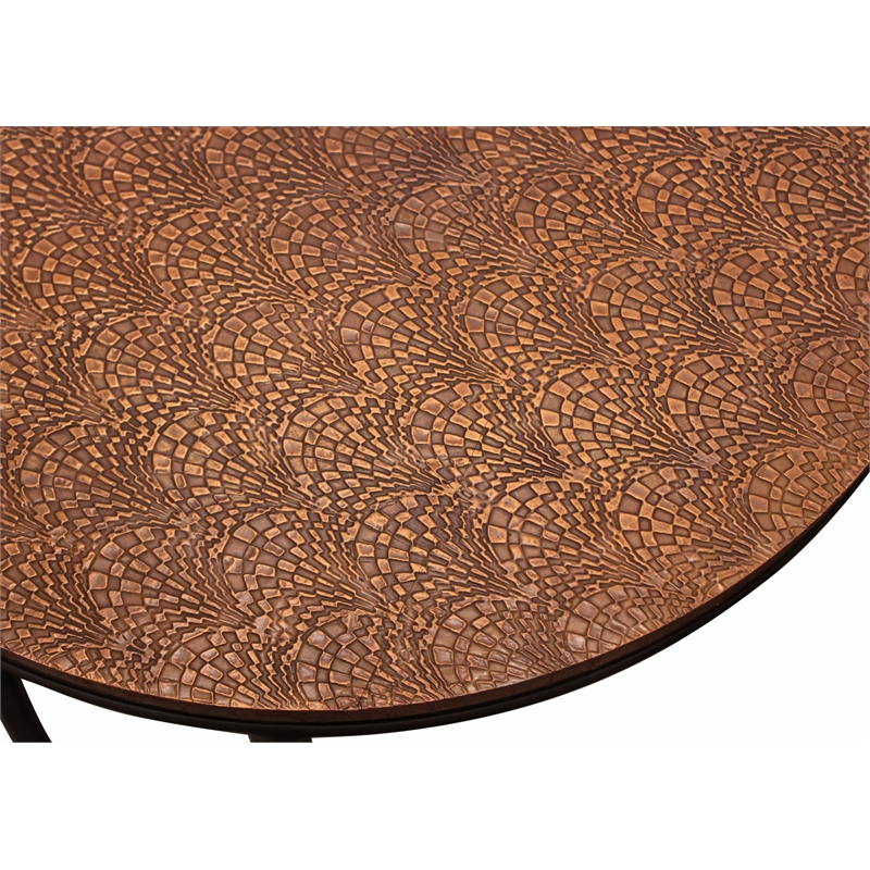 Rane Nesting 3-Table Set in Copper Metal-Cladded Round Top