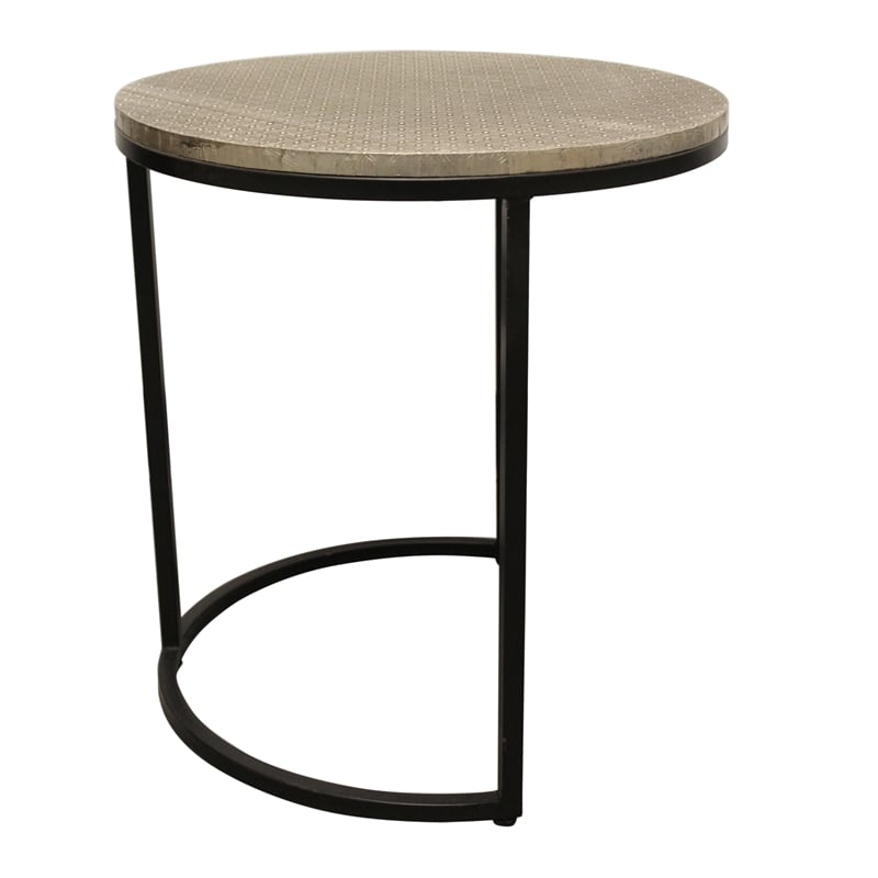 Meenal Nesting 3-Table Set in Silver Metal-Cladded Round Top
