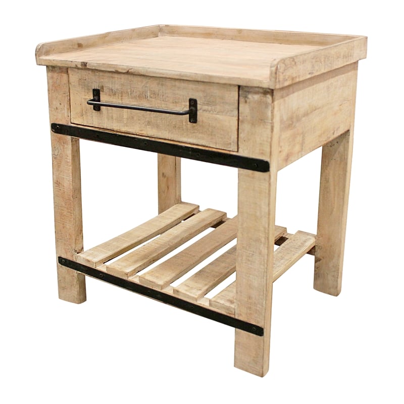Anaheim Sunoma Solid Wood One Drawer Nightstand with Shelf in White Wash Finish