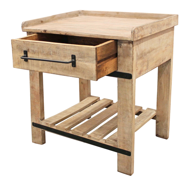 Anaheim Sunoma Solid Wood One Drawer Nightstand with Shelf in White Wash Finish