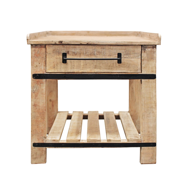 Anaheim Sunoma Solid Wood One Drawer Nightstand with Shelf in White Wash Finish
