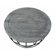Moti Anaheim Indu Cocktail Table with Solid Wood Top and Cast Iron Base in Gray