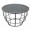 Moti Anaheim Indu Cocktail Table with Solid Wood Top and Cast Iron Base in Gray