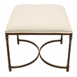 Honeyville Stool with Ivory Fabric Cushion Top and Antique Brass Base
