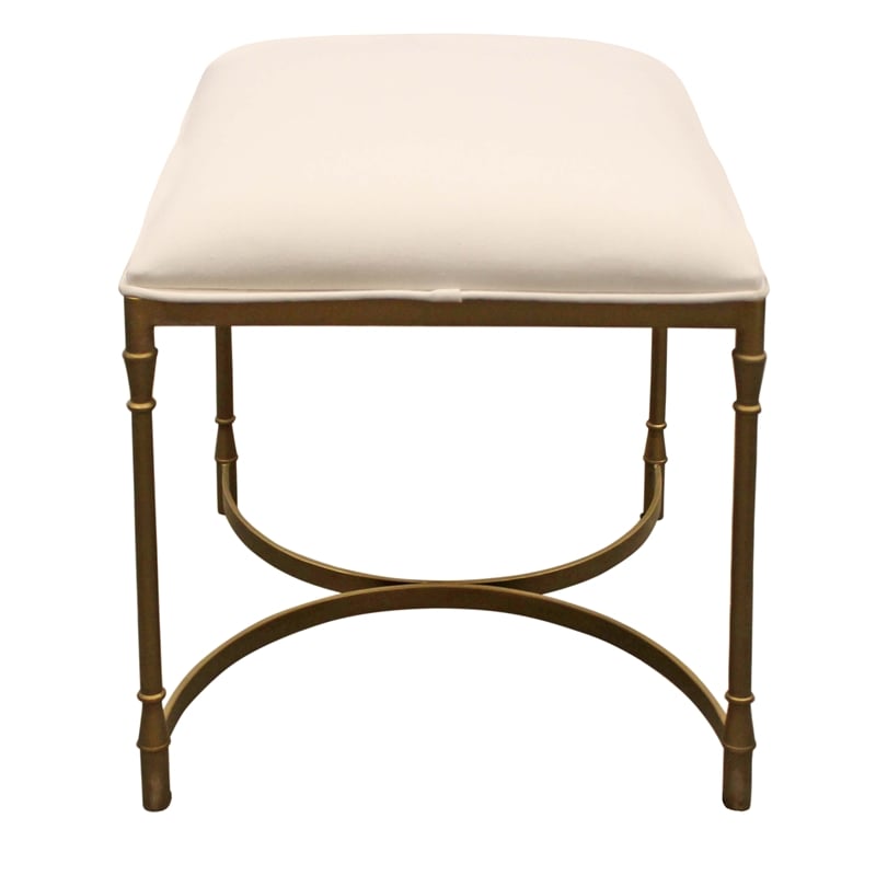 Honeyville Stool with Ivory Fabric Cushion Top and Antique Brass Base