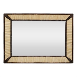 Orlando Vincent Rectangular Metal Wall Mirror with Bone Frame in Ivory