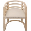 Nueva Solid Wood Barrel Chair with Linen Fabric in Natural and Metal Accents