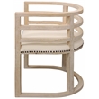 Nueva Solid Wood Barrel Chair with Linen Fabric in Natural and Metal Accents