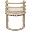 Nueva Solid Wood Barrel Chair with Linen Fabric in Natural and Metal Accents