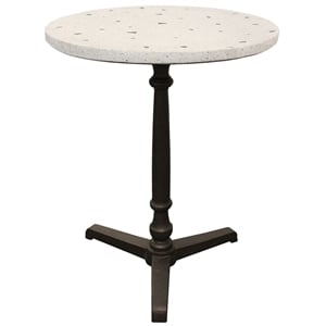 Sheridan Lynn 24&quot Round Bistro Table with Stone Top on Cast Iron Base in Ivory