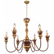 Flore Pendant Lighting Fixture on Vintage Cast Iron Finished in Gold