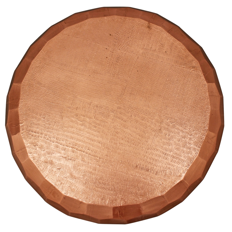 Orlando Kaleido Metal Coffee Table with Hexagonal Stamps on the Side in Copper