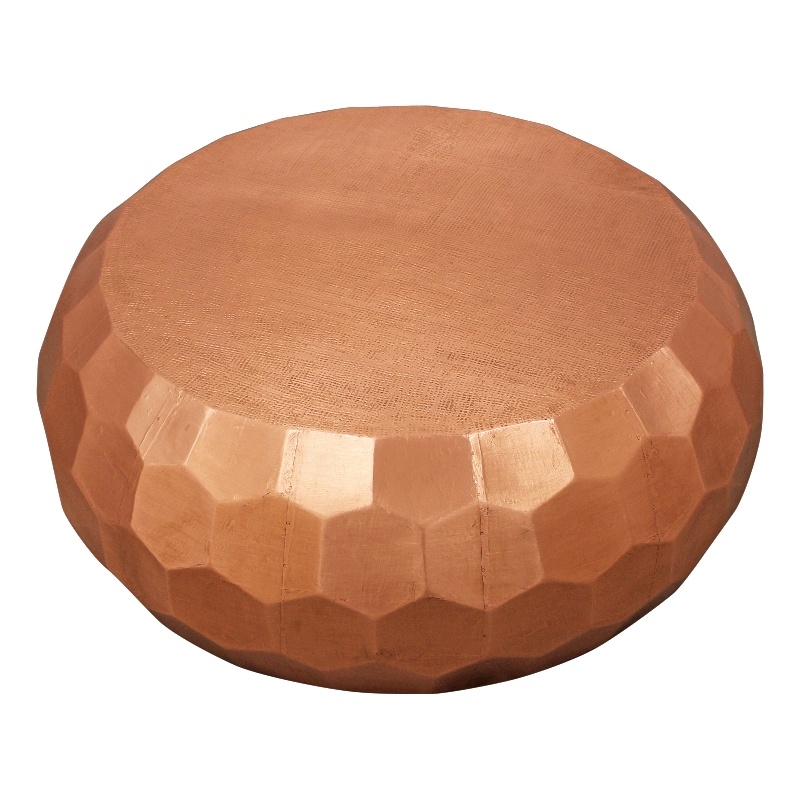Orlando Kaleido Metal Coffee Table with Hexagonal Stamps on the Side in Copper