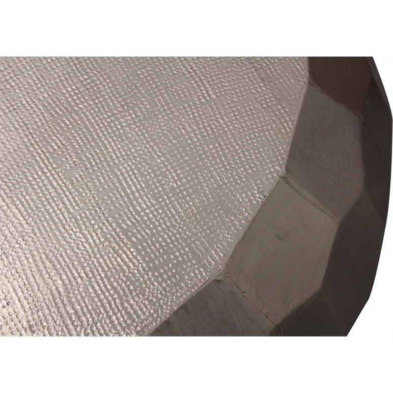 Orlando Kaleido Metal Coffee Table with Hexagonal Stamps on the Side in Silver
