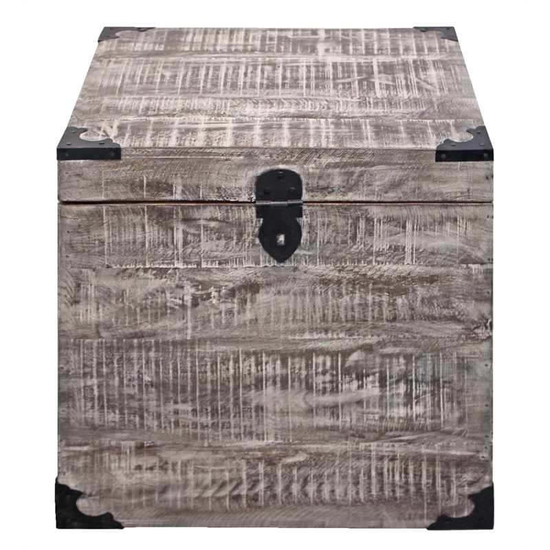 Golden Mateo Solid Wood Trunk End Table in Gray