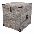 Golden Mateo Solid Wood Trunk End Table in Gray