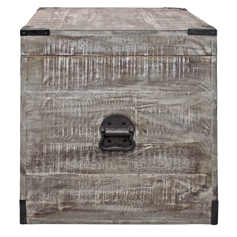 Golden Mateo Solid Wood Trunk End Table in Gray