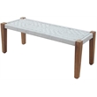 Benches in Teak Solid Wood with Ivory Jute Upholstered Seat - Set of 2