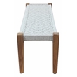 Benches in Teak Solid Wood with Ivory Jute Upholstered Seat - Set of 2
