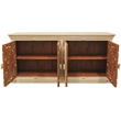 Carter Flores 4-Door Sideboard in Distressed White Finish on Mango Solid Wood