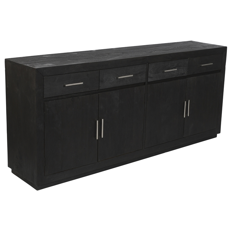 Fernious 4 Drawer 4 Door Sideboard in Dark Gray Finish on Mango Solid Wood