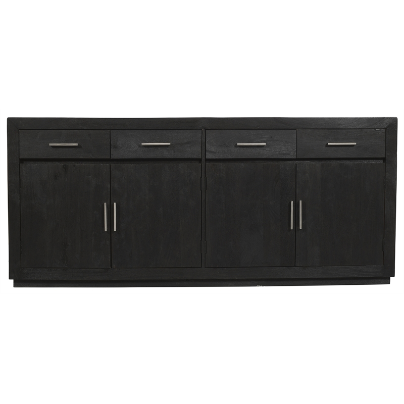 Fernious 4 Drawer 4 Door Sideboard in Dark Gray Finish on Mango Solid Wood